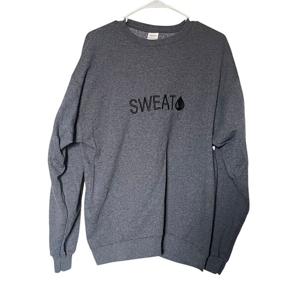 Hanes EcoSmart Unisex Gray Cotton Blend Sweat Crewneck Pullover Sweatshirt Large - Picture 1 of 8